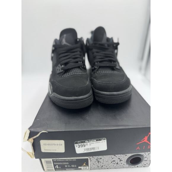 Size 4 (GS) - Jordan 4 Retro 2020 Low Black Cat - Picture 1 of 8